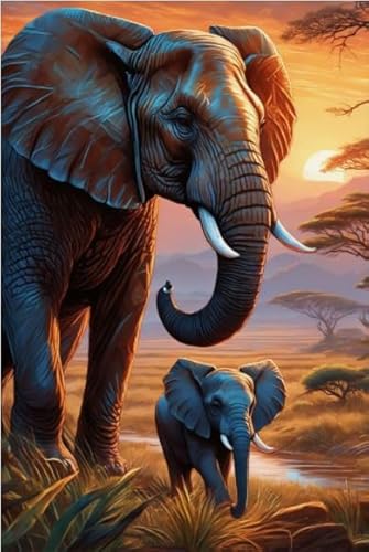 Animal Elephants, 1000 Stück, Art Colour Jigsaw, Fun Spiel Spielzeug Posters Educational Spiel for Erwachsene FX400PV von CYQFEZ