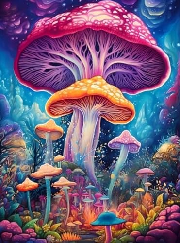 CYQFEZ 1000 Stück Puzzle ，Colourful Psychedelics Mushrooms ，Für Stressabbau-Poster Für Erwachsene Und Familien, Puzzle-Spielzeugs,Familie Spaß Herausforderung Spielzeug Ky201Zp von CYQFEZ