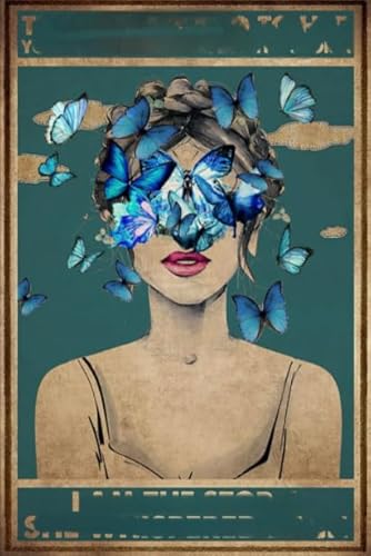 CYQFEZ 1000 Stück Puzzle - Butterflys and Womans Retro Poster - Für Puzzle Spielzeug Zum Stressabbau Für Erwachsene Und Familien - Wand Kunst Dekoration Ky16Zp von CYQFEZ