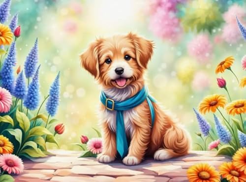 CYQFEZ 1000 Stück Puzzle - Goldens Retrievers Dog Painting,Für Ältere Menschen Gedächtnis Erkenntnis Spiele - Spaß Für Erwachsene Herausforderung Spielzeug Ky229Zp von CYQFEZ