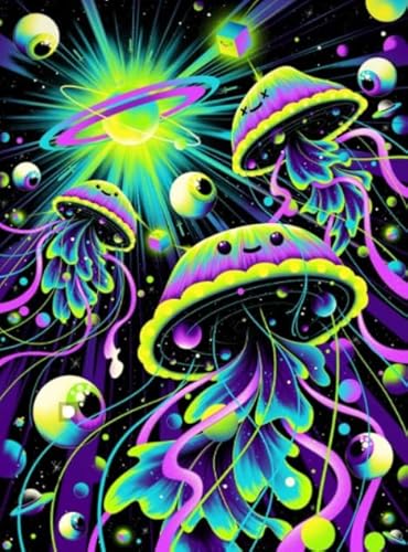 CYQFEZ 1000 Stück Puzzle - Sea Animals Jellyfishs Art Poster - Für Puzzle-Spielzeug Zum Stressabbau Für Erwachsene Und Familien - Wand Kunst Dekoration Ky197Zp von CYQFEZ
