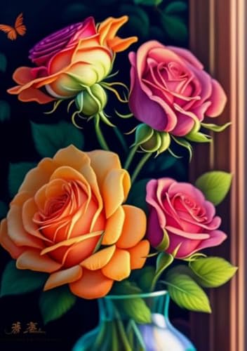 CYQFEZ Bunte Rosess Flower, Puzzle 1000 Teile, Gedächtnis-Kognitions Spiel Für Ältere Menschens, Familien Spiele Zur Stressreduzierung, Heim-Dekoration - Pz99Vw von CYQFEZ