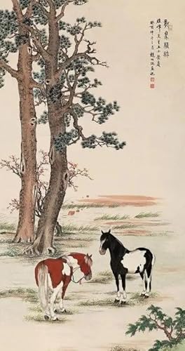 CYQFEZ Chinese Style Horsess Animal Scenery Gongbi Painting, 1000 Teile Puzzles, Erwachsene Challenge Game, Wand Kunst Dekoration - Pz329Vw von CYQFEZ