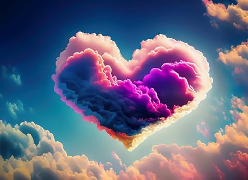 CYQFEZ Puzzle 1000 Stück ，Landscapes Posters Love Heart Clouds Painting ，Bunt,Puzzlespielzeug Zum Stressabbau Für Erwachsene Und Familien,Yz518Wz von CYQFEZ