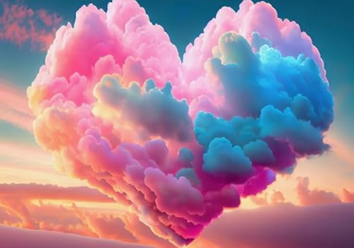 CYQFEZ Puzzle 1000 Stück ，Landscapes Posters Love Heart Clouds Painting ，Bunt,Puzzlespielzeug Zum Stressabbau Für Erwachsene Und Familien,Yz519Wz von CYQFEZ