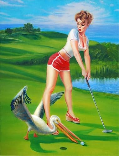 CYQFEZ Puzzle 1000 Teile, Retro Golfs Retro Girlss Plakat, Bunte Unregelmäßige Puzzles, Wand Kunst Dekoration, Erwachsene Challenge Game - Pz151Vw von CYQFEZ