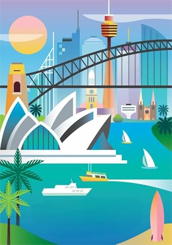 CYQFEZ Puzzle 1000 Teile, Sydneys City Vintage Travel Illustrations, Wand Kunst Dekoration, Familien Spiele Zur Stressreduzierung, Unregelmäßige Puzzle-Teile - Pz234Vw CYQFEZ Puzzle 1000 Teile, Sydneys City Vintage Travel Illustrations, Wand Kunst Dekoration, Familien Spiele Zur Stressreduzierung, Unregelmäßige Puzzle-Teile - Pz234Vw von CYQFEZ