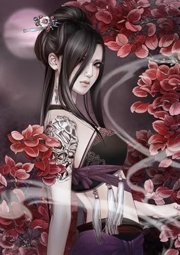 CYQFEZ Puzzle 1000 Teile - Japanese Tattooed Geishas Plakat - Gedächtnis-Kognitions-Spiele - Erwachsene Stressabbau Spiel Kunst Bild - Wand Kunst Dekoration - Pz182Vw von CYQFEZ