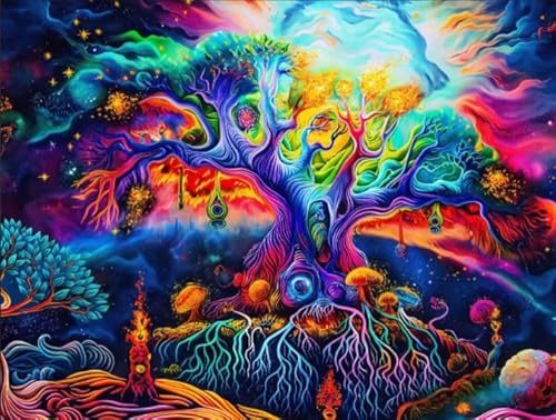CYQFEZ Stressabbau-Poster Für Erwachsene Und Familien, Puzzle-Spielzeugs - Abstract Kunst Bilder - Puzzle 1000 Stück - Colourful Plants Ky381Zp von CYQFEZ