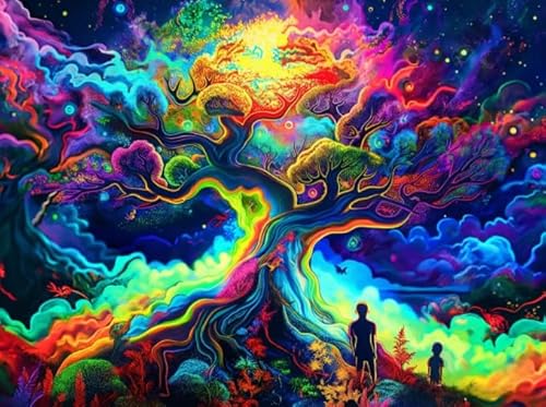 CYQFEZ Stressabbau-Poster Für Erwachsene Und Familien, Puzzle-Spielzeugs - Abstract Kunst Bilder - Puzzle 1000 Stück - Colourful Plants Ky383Zp von CYQFEZ