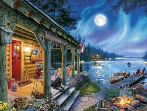 Puzzle 1000 Teile ，View of The Lake House Art Vintage Oil Painting ，Für Familie Stressabbau Spiele ，Buntes Unregelmäßiges Puzzle Gifts Sq179Zy CYQFEZ von CYQFEZ