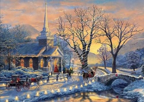 Puzzle 1000 Teile - Kinkades Snowy Houses Art Oil Painting - Für Heim-Dekoration - Ältere Menschen Gedächtnis Kognition Spiele - Familie Spaß Herausforderung Spielzeug Gifts Sq196Zy CYQFEZ von CYQFEZ