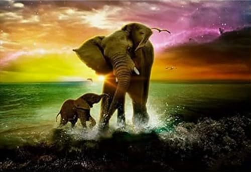 Rätsel 1000 Stück, Animal Elephants, Art Colour Jigsaw, Fun Spiel Spielzeug Posters Educational Spiel for Erwachsene FX335PV von CYQFEZ