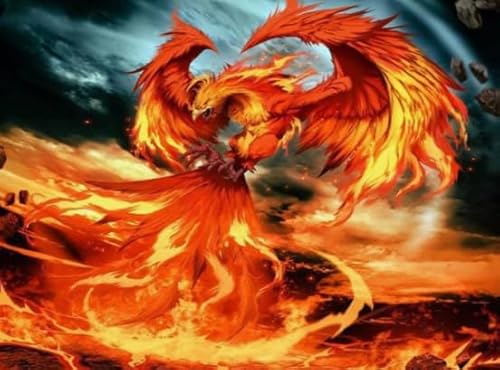 Rätsel 1000 Stück, Fire Phoenixs, Art Colour Jigsaw, Fun Spiel Spielzeug Posters Educational Spiel for Erwachsene FX497PV von CYQFEZ