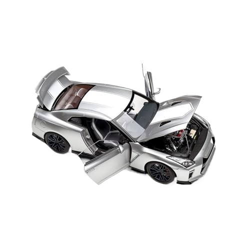 Mini Auto Spielzeug 1/18 Für Nissan GTR R35 50th Anniversary 50th Anniversary Edition Legierung Auto Modell Überraschung Display Wohnkultur(Silver) von CYQOCD