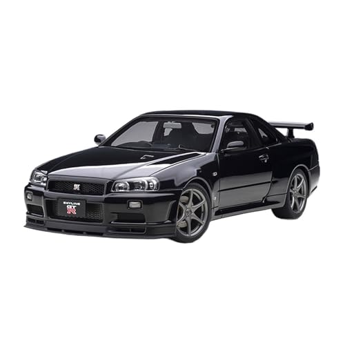 Mini Auto Spielzeug 1/18 Für Nissan Skyline GT R34 V-Spec Legierung Maßstab Automodell Seltene Fahrzeugsammlung Display Wohnkultur(Black) von CYQOCD