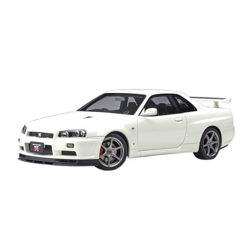 Mini Auto Spielzeug 1/18 Für Nissan Skyline GT R34 V-Spec Legierung Maßstab Automodell Seltene Fahrzeugsammlung Display Wohnkultur(White) von CYQOCD