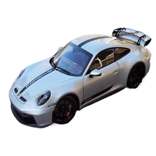 Mini Auto Spielzeug 1/18 Für Porsche 911 992 GT3 2021 Sportwagensimulation Legierungsautomodell Spielzeug Bürodekoration Wohnkultur(Silver) von CYQOCD