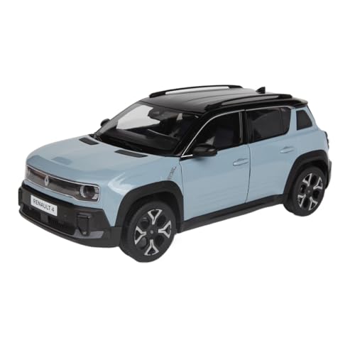 Mini Auto Spielzeug 1/18 Für Renault 4 E-Tech 2025 Legierung Blau Skala Auto Modell Schwarz Top Limousine Innen Hause Dekoration Wohnkultur von CYQOCD