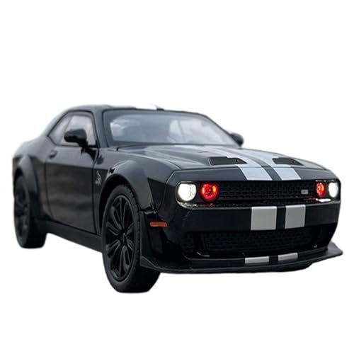 Mini Auto Spielzeug 1/22 Für Dodge Hellcat Legierung Auto Modell Sound Und Licht Pull Back Supercar Klassische Design Fahrzeug Wohnkultur(Black) von CYQOCD