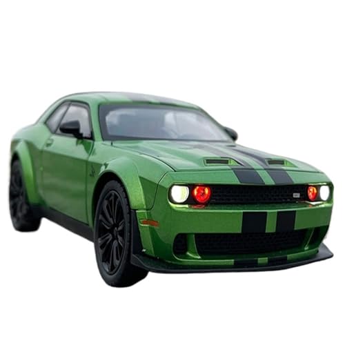 Mini Auto Spielzeug 1/22 Für Dodge Hellcat Legierung Auto Modell Sound Und Licht Pull Back Supercar Klassische Design Fahrzeug Wohnkultur(Green) von CYQOCD