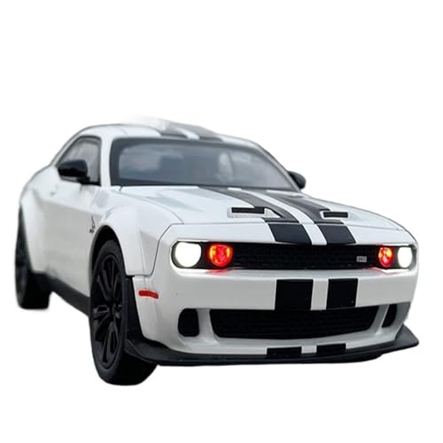 Mini Auto Spielzeug 1/22 Für Dodge Hellcat Legierung Auto Modell Sound Und Licht Pull Back Supercar Klassische Design Fahrzeug Wohnkultur(White) von CYQOCD