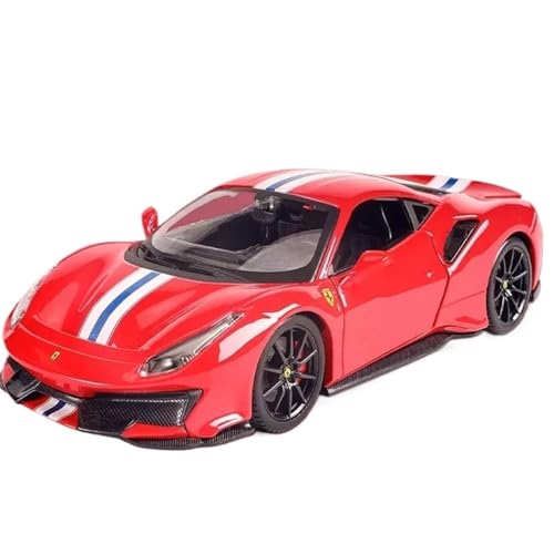 Mini Auto Spielzeug 1/24 Für Ferrari 488Pista Sportwagen Rotes Legierungsmodell Schwarze Räder Modedesign Fahrzeug Sammlerstück Wohnkultur von CYQOCD
