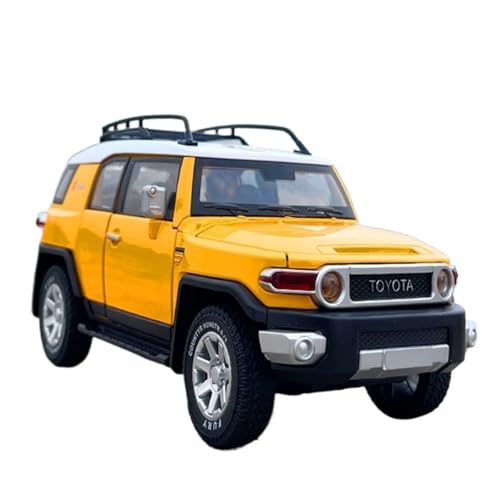 Mini Auto Spielzeug 1/24 Für Toyota FJ Land Cruiser Legierungsautomodell Mit Sound Und Licht Pullback-Geländewagen Wohnkultur(Yellow) von CYQOCD