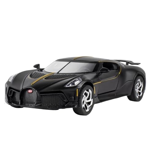 Mini Auto Spielzeug 1/32 Für Bugatti Black Night Legierung Sportwagenmodell Mit Sound Und Licht Vitrine Platzierung Wohnkultur(Black) von CYQOCD