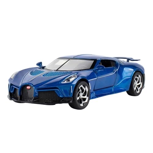 Mini Auto Spielzeug 1/32 Für Bugatti Black Night Legierung Sportwagenmodell Mit Sound Und Licht Vitrine Platzierung Wohnkultur(Blue) von CYQOCD