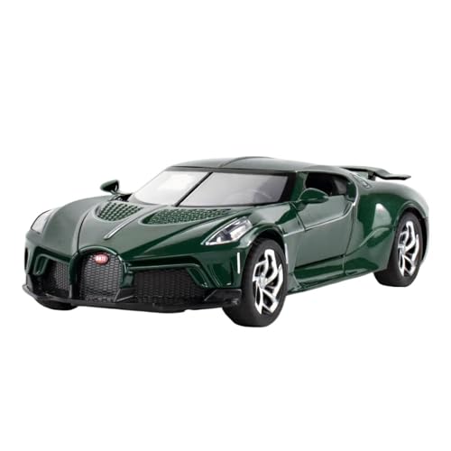 Mini Auto Spielzeug 1/32 Für Bugatti Black Night Legierung Sportwagenmodell Mit Sound Und Licht Vitrine Platzierung Wohnkultur(Green) von CYQOCD