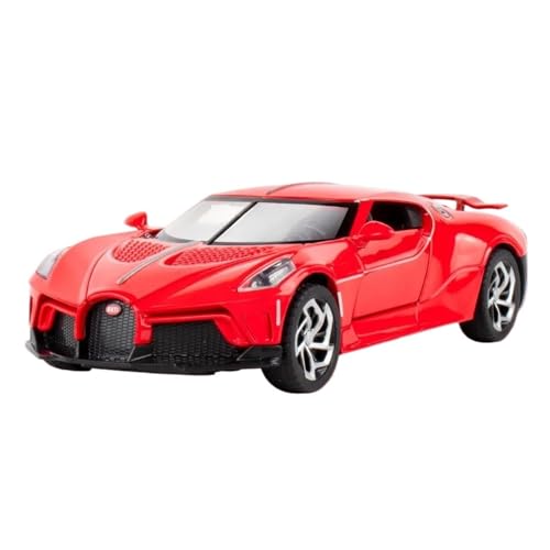 Mini Auto Spielzeug 1/32 Für Bugatti Black Night Legierung Sportwagenmodell Mit Sound Und Licht Vitrine Platzierung Wohnkultur(Red) von CYQOCD