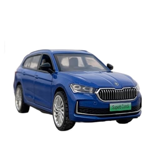 Mini Auto Spielzeug 1/35 Für Skoda Superb Metallautomodell Mit Sound Und Licht Pullback-Fahrzeug Kombi Reiseversion Wohnkultur(Blue) von CYQOCD