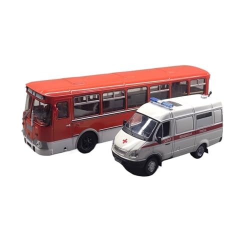 Mini Auto Spielzeug 1/43 Für Liaz 677M Bus Krankenwagen Fahrzeug Set Legierung Modell Druckguss Display Schlafzimmer Dekoration Wohnkultur(Red Set) von CYQOCD
