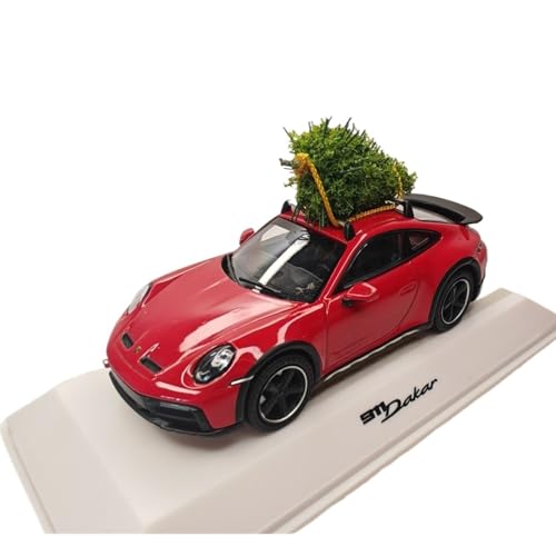Mini Auto Spielzeug 1/43 Für Porsche 911 (992) Dakar 2022 Weihnachtsedition Rot Und Grün Special Style Souvenir Wohnkultur(Red) von CYQOCD