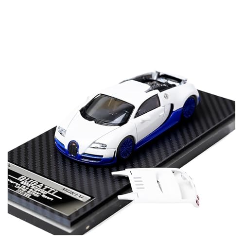 Mini Auto Spielzeug 1/64 Für Bugatti Veyron Mit Zu Öffnender Motorhaube Legierungsautomodell Mit Modischer Farbgebung Druckgussdekoration Wohnkultur(Blue) von CYQOCD
