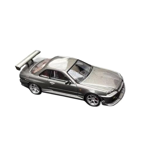 Mini Auto Spielzeug 1/64 Für Nissan R34 C-West Silber Lackierte Legierung Supercar Modell Display Stand Sammler Ornament Wohnkultur von CYQOCD