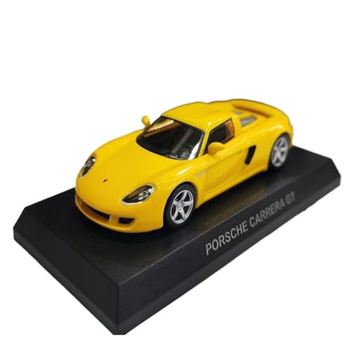 Mini Auto Spielzeug 1/64 Für Porsche Carrera GT Gelb Legierung Klassische Limousine Modell Druckguss Auto Display Stand Display Wohnkultur von CYQOCD