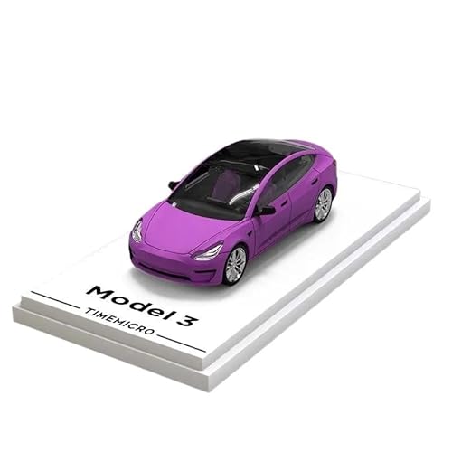 Mini Auto Spielzeug 1/64 Für Tesla Model 3 Legierung Druckguss Modell Sammlung Spielzeug Auto Metall Spielzeug Fahrzeug Für Erwachsene Wohnkultur(Purple) von CYQOCD