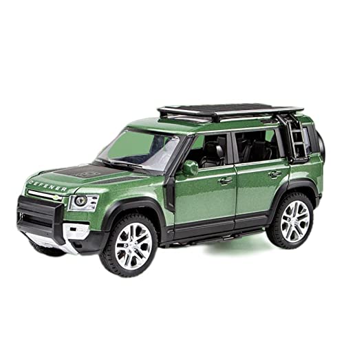 Mini Auto Spielzeug 1 24 Für Land Rover Defender Alloy Diecast Automodell SUV Spielzeug Mit Soundlicht Wohnkultur(Grün) von CYQOCD