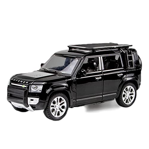Mini Auto Spielzeug 1 24 Für Land Rover Defender Alloy Diecast Automodell SUV Spielzeug Mit Soundlicht Wohnkultur(Schwarz) von CYQOCD