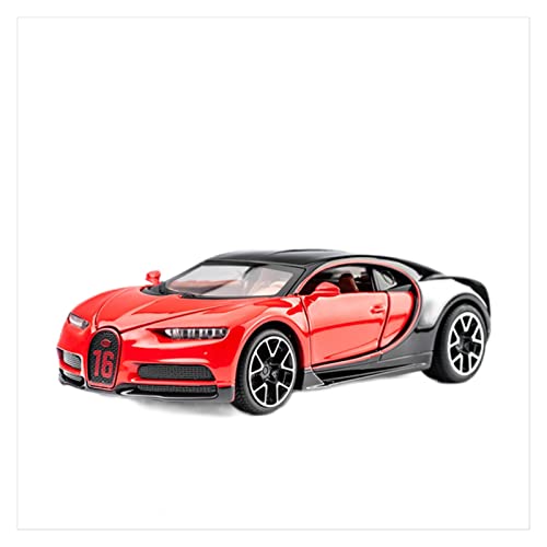 Mini Auto Spielzeug 1 32 Für Bugatti Chiron Legierung Spielzeugautomodelle Diecast Car Mit Sound Light Wohnkultur(Rot) von CYQOCD