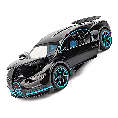 Mini Auto Spielzeug 1 32 Für Bugatti Chiron Legierung Spielzeugautomodelle Diecast Car Mit Sound Light Wohnkultur(Schwarz) von CYQOCD
