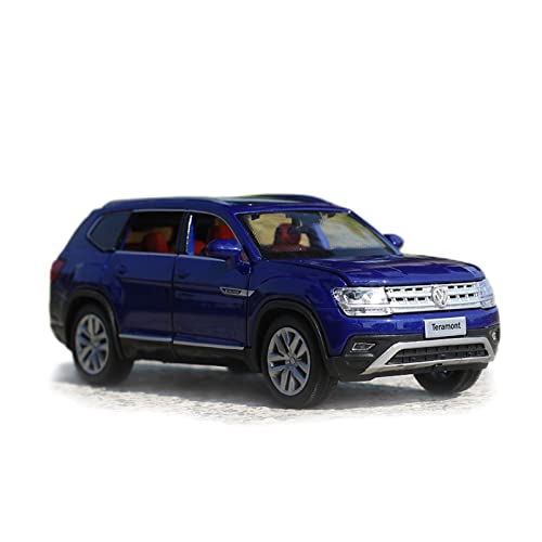 Mini Auto Spielzeug 1 32 Für Teramont SUV Alloy Diecast Modell Mit Sound Und Licht Zurückziehen 6 Türen Geöffnet Wohnkultur(Blau) von CYQOCD
