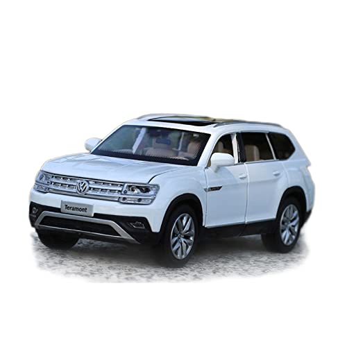 Mini Auto Spielzeug 1 32 Für Teramont SUV Alloy Diecast Modell Mit Sound Und Licht Zurückziehen 6 Türen Geöffnet Wohnkultur(White) von CYQOCD