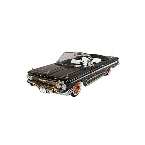 Mini Auto Spielzeug 1:18 Für Chevrolet Impala Lowrider 1961 Legierung Zweifarbiges Retro-Automodell Klassisches Nostalgisches Souvenir Wohnkultur(Black) von CYQOCD