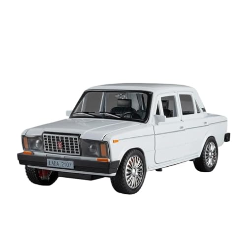 Mini Auto Spielzeug 1:18 Für Lada 2107 Metalllegierung Modellauto Spielzeug Sound Und Licht Mini Fahrzeug Spielzeug Display Wohnkultur(White) von CYQOCD