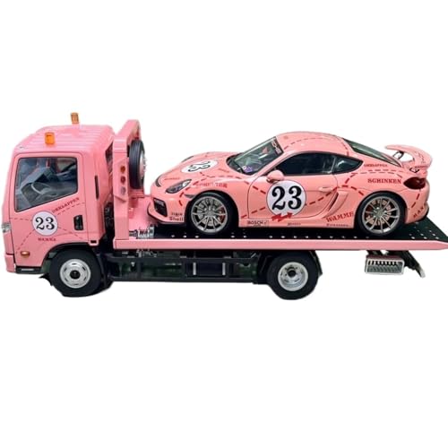 Mini Auto Spielzeug 1:18 Für Legierung Pritschenanhänger Rosa Schwein Malerei Abschleppwagen Transporter Innendekoration Wohnkultur von CYQOCD