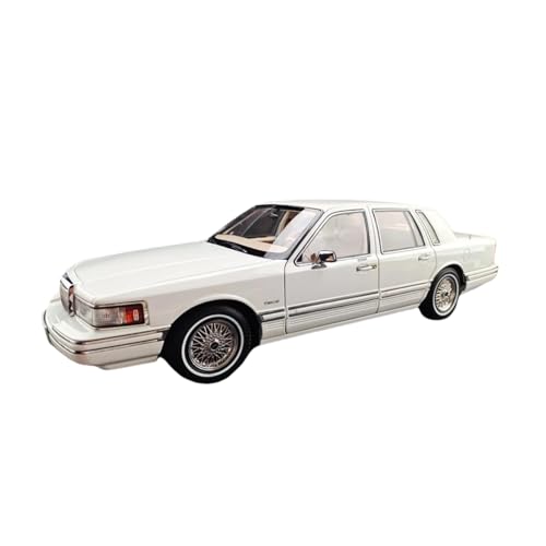 Mini Auto Spielzeug 1:18 Für Lincoln Town Die-Cast Autos Modell Limited Edition Modelle Designs Und Farben Schwarz Weiß Wohnkultur(White) von CYQOCD