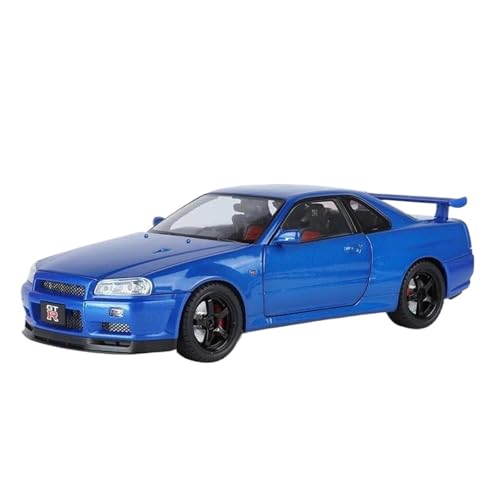Mini Auto Spielzeug 1:18 Für Nissan Skyline GTR R34 Ares Legierung Sport Auto Modell Druckguss Metall Racing Fahrzeuge Sound Licht Wohnkultur(Blue) von CYQOCD